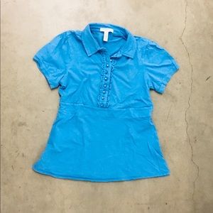 Banana Republic stretch blouse polo collar blue M